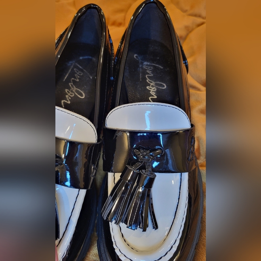 London Rag Platform Loafers sz37/ 6US Womens Y2K Grunge Dark Academia Preppy - Picture 12 of 15